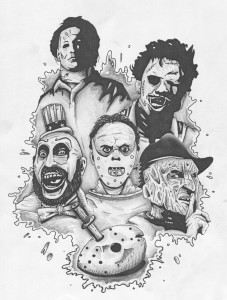 Horror Icons - Courtesy of Kevin Spencer - for more awesome movie art go to inkspatters.com